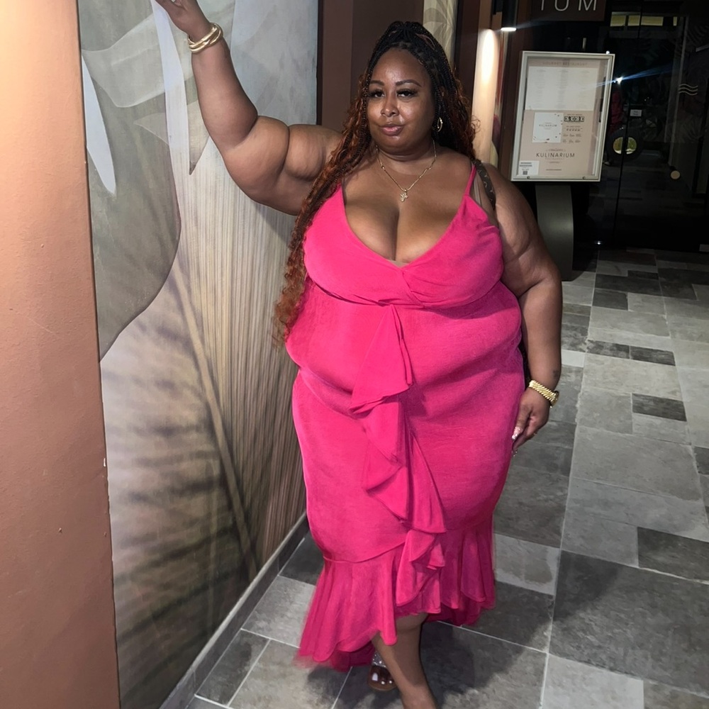 Giti Online Plus Size Pink Ruffle Dress Size 3x